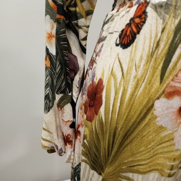 H&M FLORAL LONG SLEEVE SUMMER MINI DRESS WITH ELASTICATED WAIST SIZE 10 - Picture 5 of 9